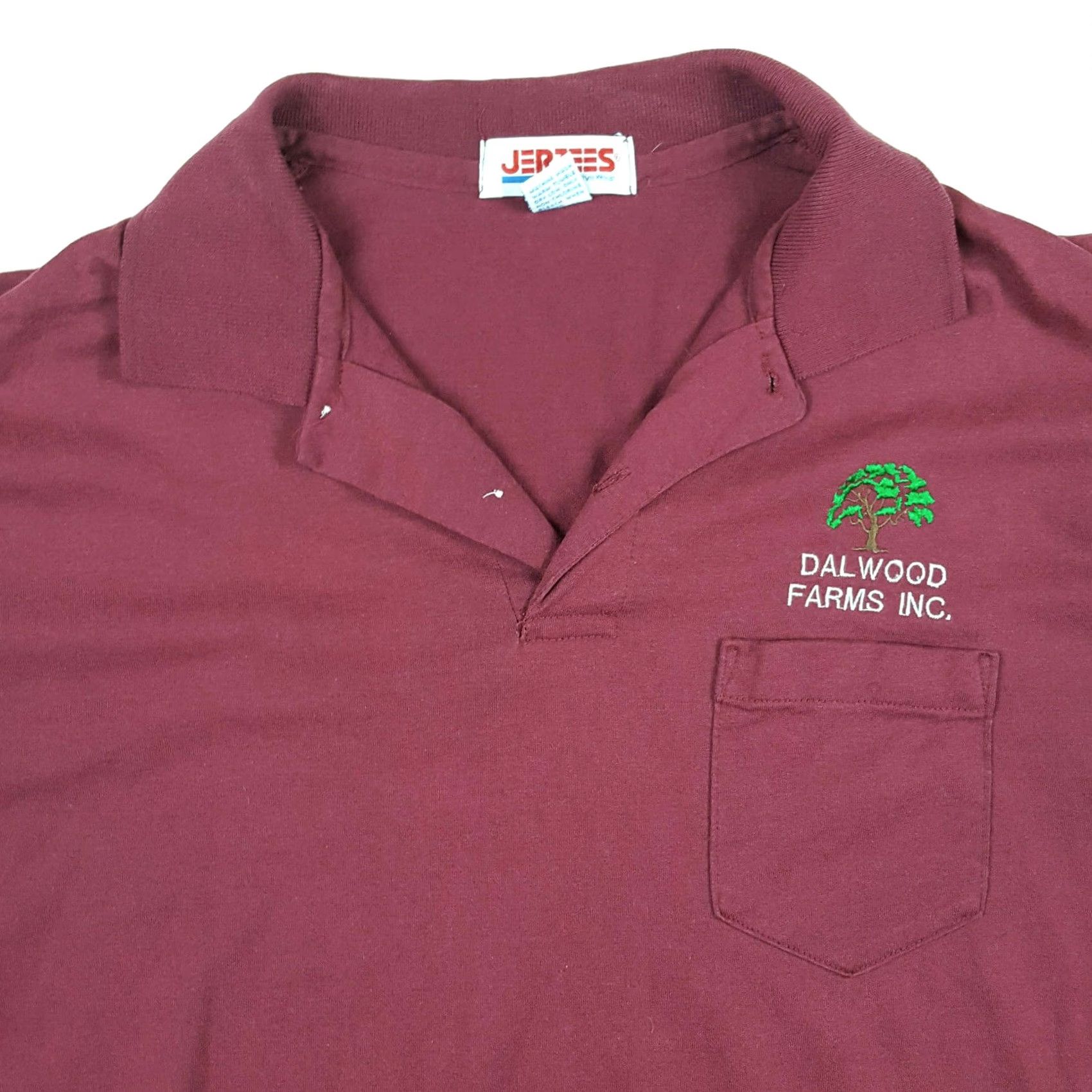 Jerzees VINTAGE Jerzees Polo Shirt 90s Dalwood Maroon - Men’s L Cotton Blend Button-Up Short Sleeve Casual Shirt Size US L / EU 52-54 / 3 - 2 Thumbnail