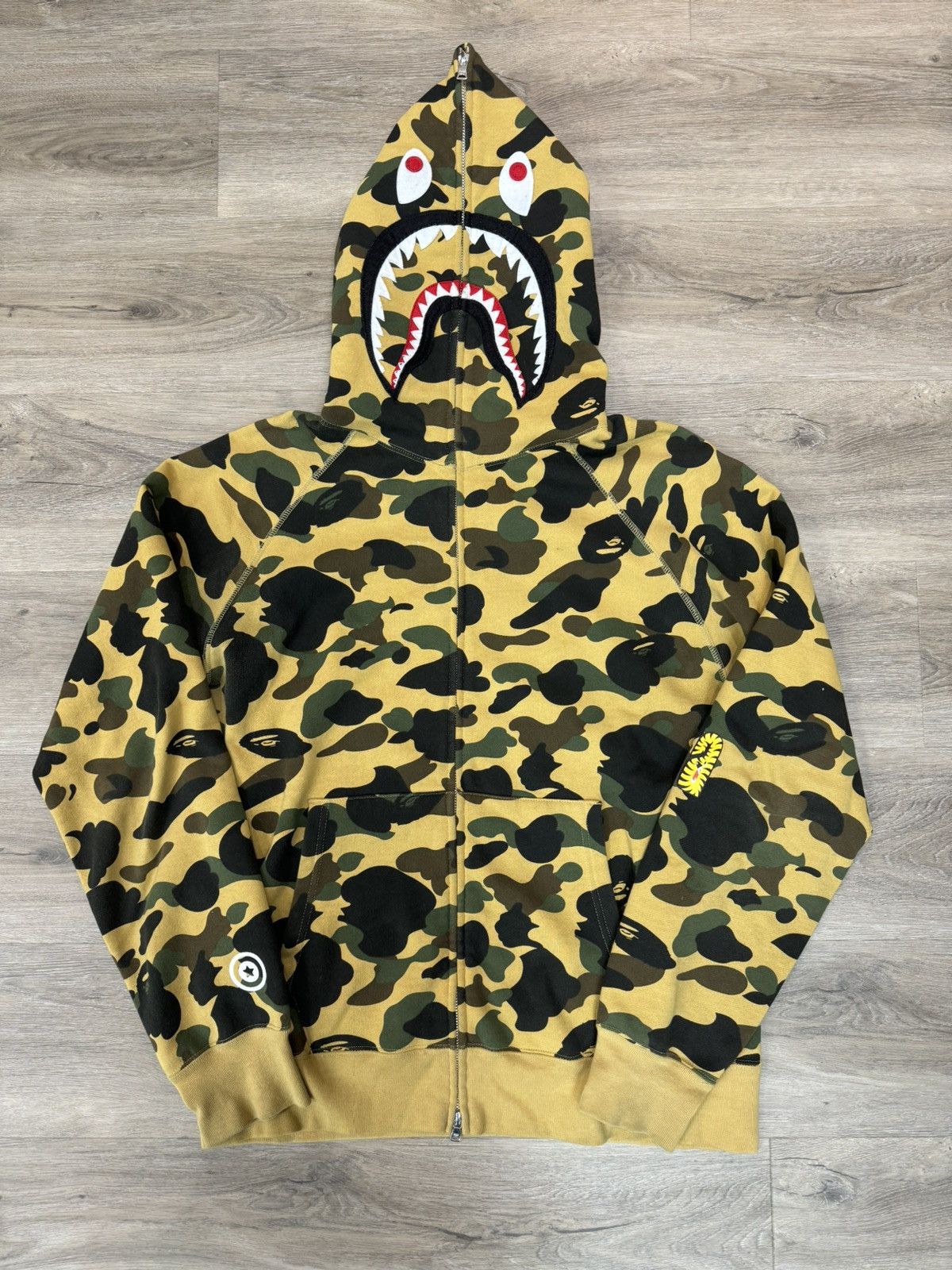 image of Bape Ponr 1St Camo Shark Full Zip Hoodie, Men's (Size XL)