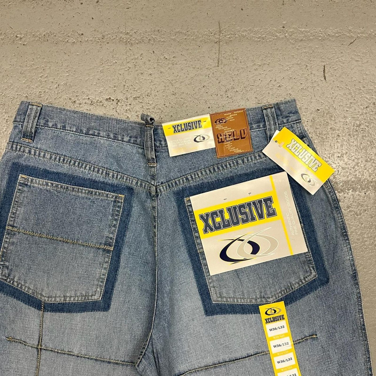Vintage Vintage baggy y2k xclusive light blue unique embroidered Size US 36 / EU 52 - 2 Thumbnail