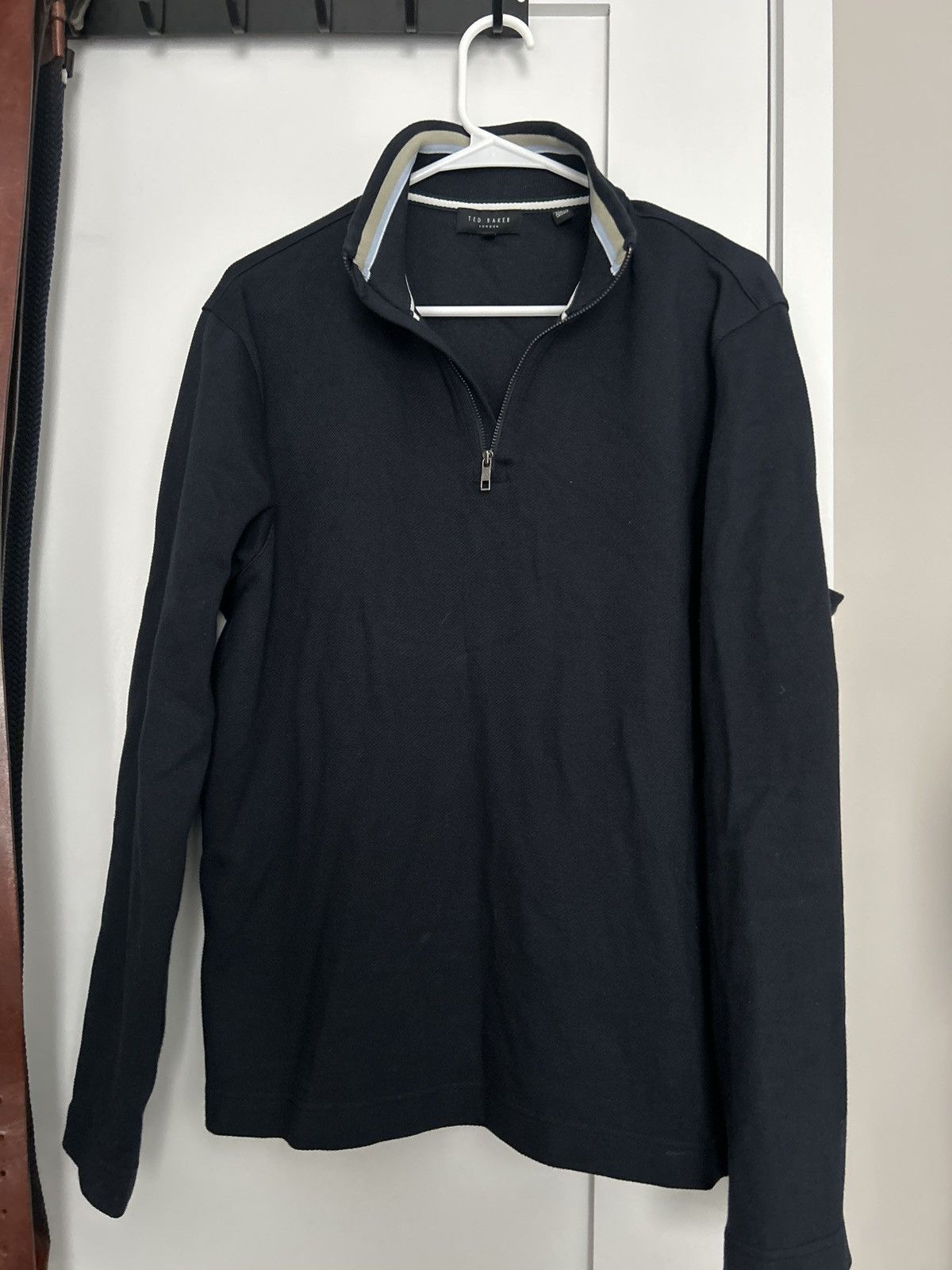 Ted Baker Ted Baker Navy Quarter Zip Sweater Size US L / EU 52-54 / 3 - 1 Thumbnail
