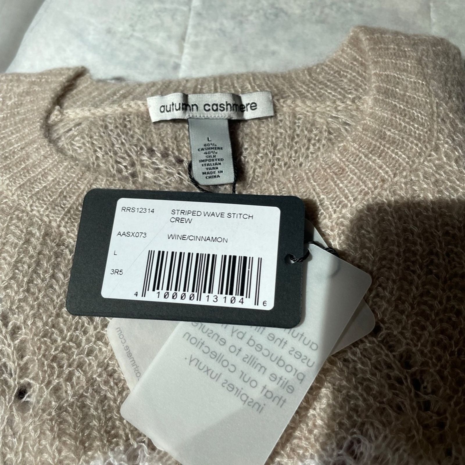 Autumn Cashmere Striped Wave Stitch Cashmere/Silk Sweater - AUTUMN CASHMERE Size L / US 10 / IT 46 - 9 Thumbnail