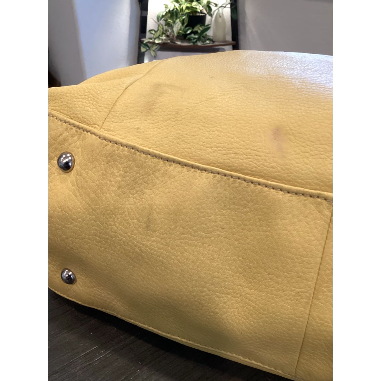 Vintage B. Makowsky Stone leather Shoulder Bag Large Spacious Yellow Size ONE SIZE - 6 Thumbnail
