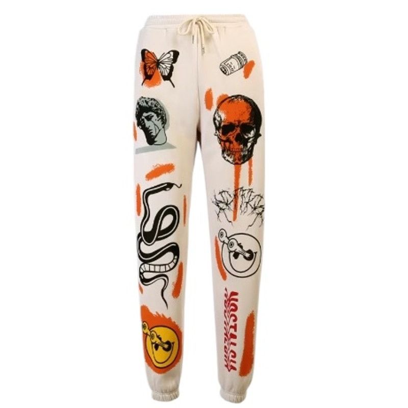 NBDN Nobrandedon Butterfly Skull Printed Sweatpants | Size M Size 30" / US 8 / IT 44 - 1 Thumbnail