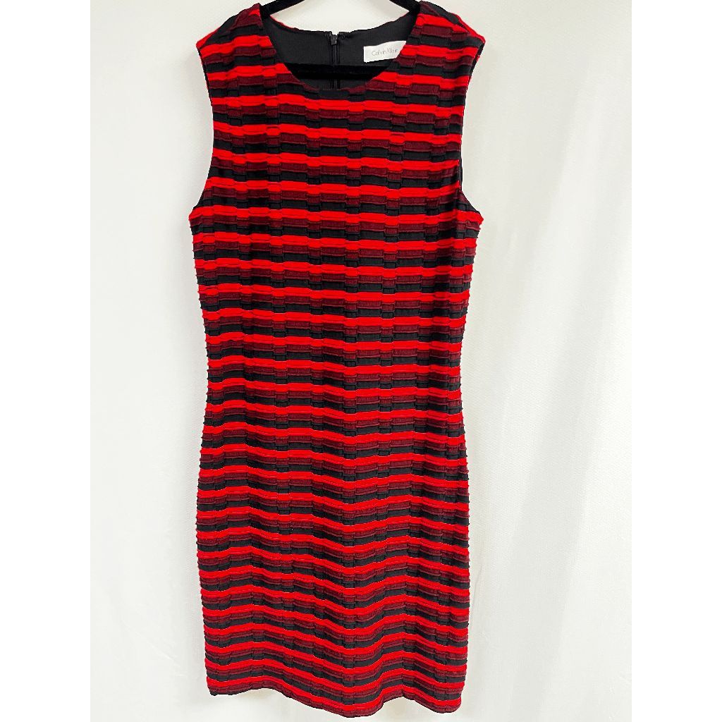 Calvin Klein Calvin Klein Womens Sleeveless Knee Length Sheath Striped Re Size S / US 4 / IT 40 - 10 Thumbnail