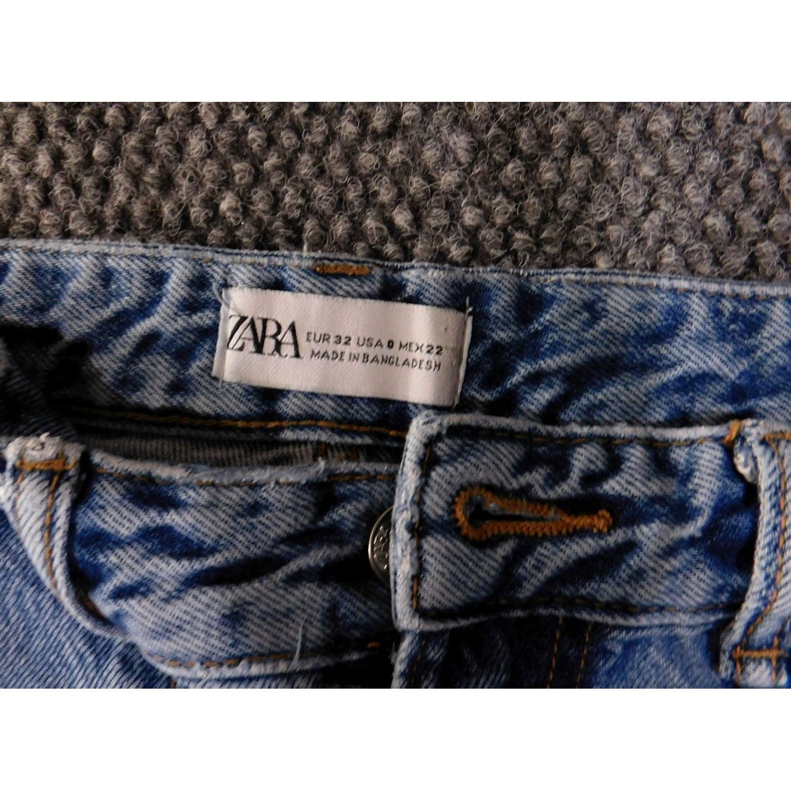 Zara Zara Jeans Womens 0 Blue Cargo Wide-Leg Denim Pocket Zipper Pockets Distressed 31in Inseam Size 25" / US 0 / IT 36 - 4 Thumbnail