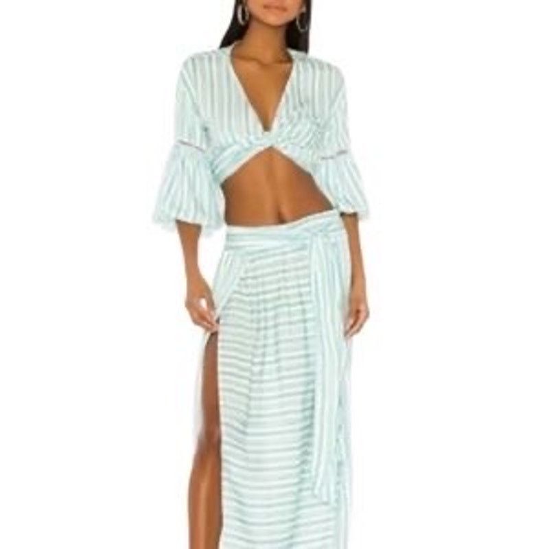 AGUA by Agua Bendita AGUA BENDITA Amaia Maxi Skirt and Top set Blue Stripe Pool Size 26" / US 2 / IT 38 - 1 Thumbnail
