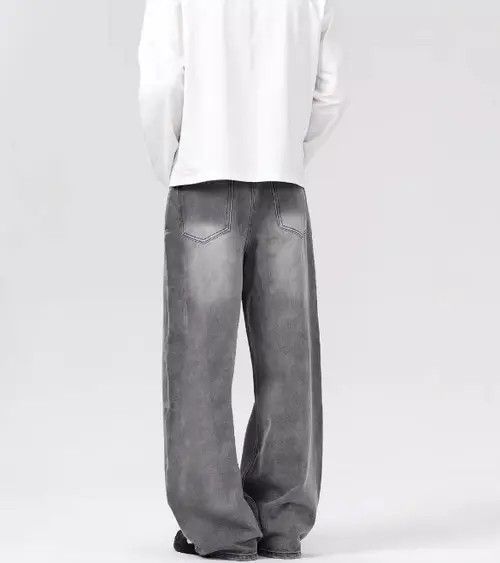 Japanese Brand × Jean Grey washed distressed loose straight baggy jeans Size US 32 / EU 48 - 4 Thumbnail