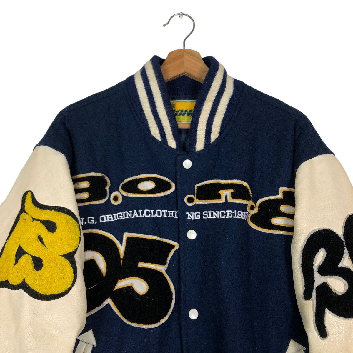 Japanese Brand 🔥90’s Vintage Varsity Jacket Leather Handling Bong Japan Size US L / EU 52-54 / 3 - 3 Thumbnail