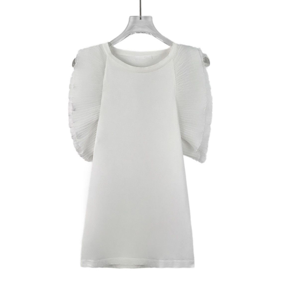 Chloe Chloe White Ruffle Cotton Crew Neck Sleeveless T-Shirt K26WX Size S / US 4 / IT 40 - 1 Thumbnail