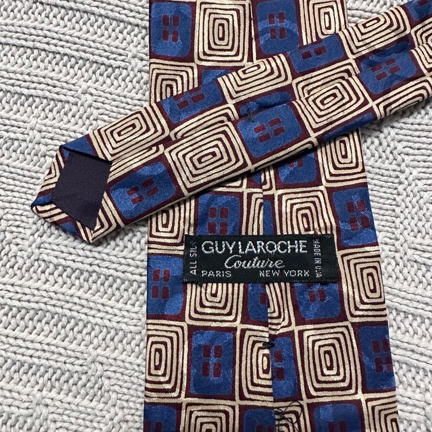 Guy Laroche Vintage Guy Laroche blue and beige abstract 80s silk tie Size ONE SIZE - 2 Thumbnail