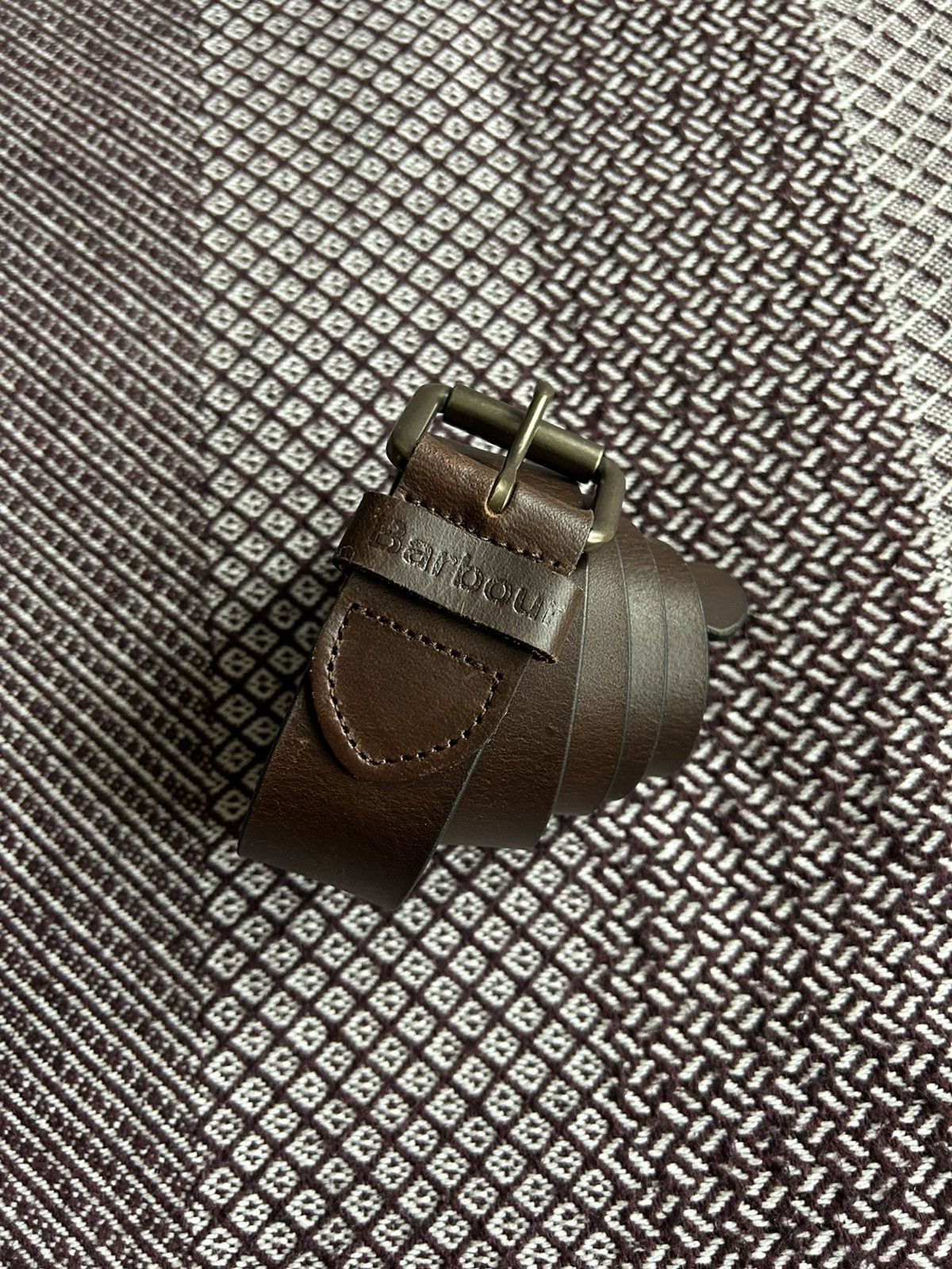 Barbour Vintage Barbour Leather Belt Men Brown Solid Style Size L Size 36 - 1 Thumbnail