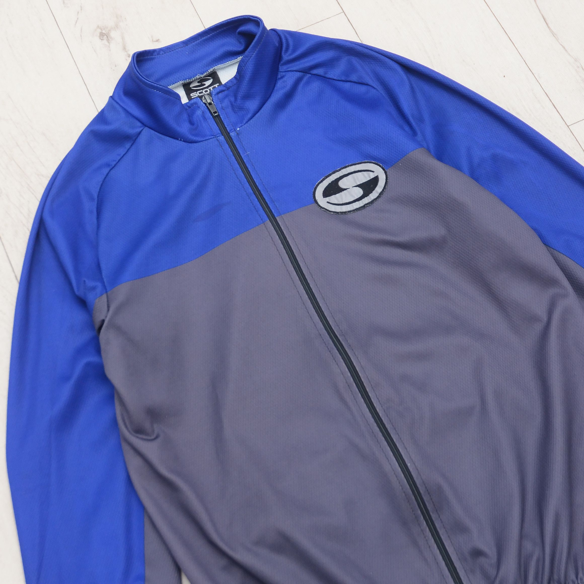 Bicycle × Schott SCOTT Cycling Jacket Men's M Blue Coolmax Vintage Jersey Size US M / EU 48-50 / 2 - 2 Thumbnail