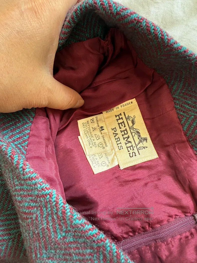 Hermes Hermes Wool half-skirt, purple-red herringbone fabric, inn Size 28" / US 6 / IT 42 - 6 Thumbnail