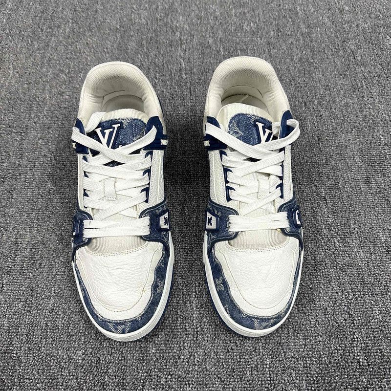 Louis Vuitton Louis Vuitton Blue and White Trainer Sneakers -2508 Size US 7.5 / EU 40-41 - 2 Thumbnail