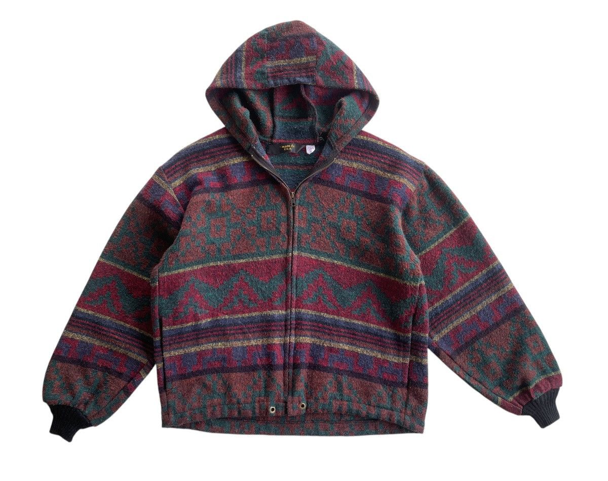 Vintage Vintage Aztec USA Hooded Jacket Size US M / EU 48-50 / 2 - 2 Thumbnail