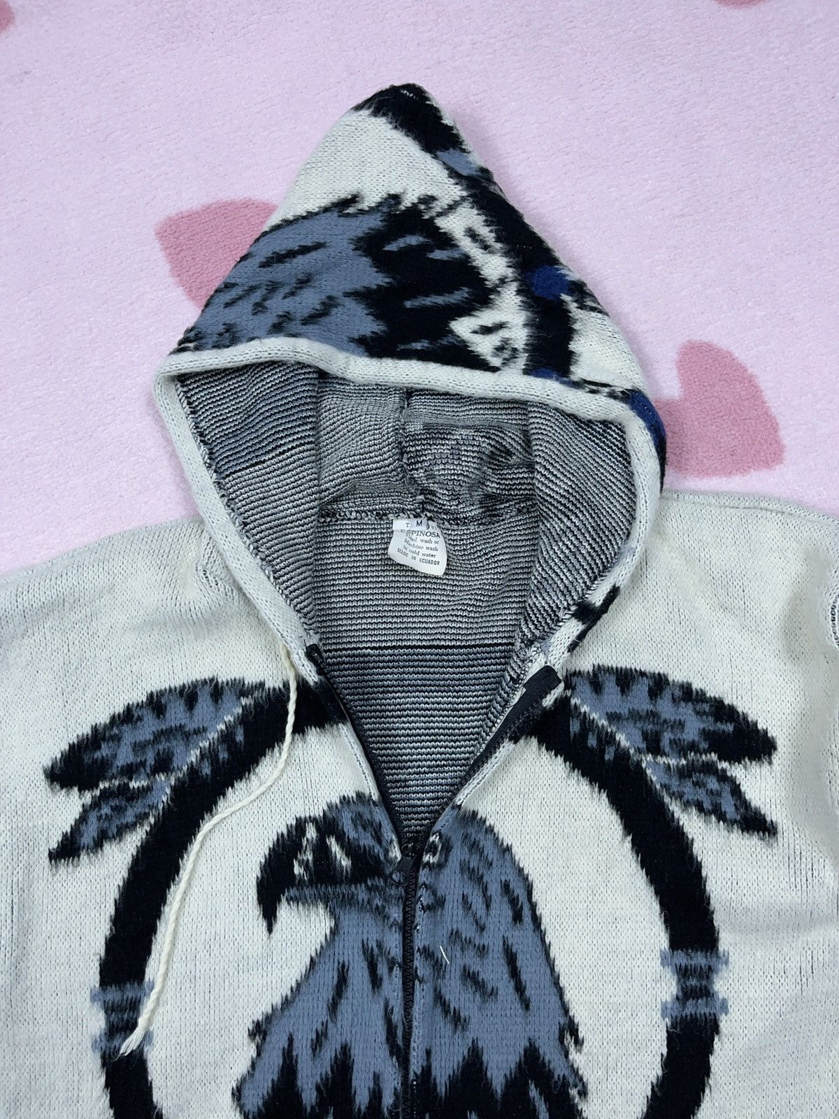 Native × Vintage ➕ vintage Ecuador Navajo native eagle fuzzy zip up sweater Size US M / EU 48-50 / 2 - 3 Thumbnail