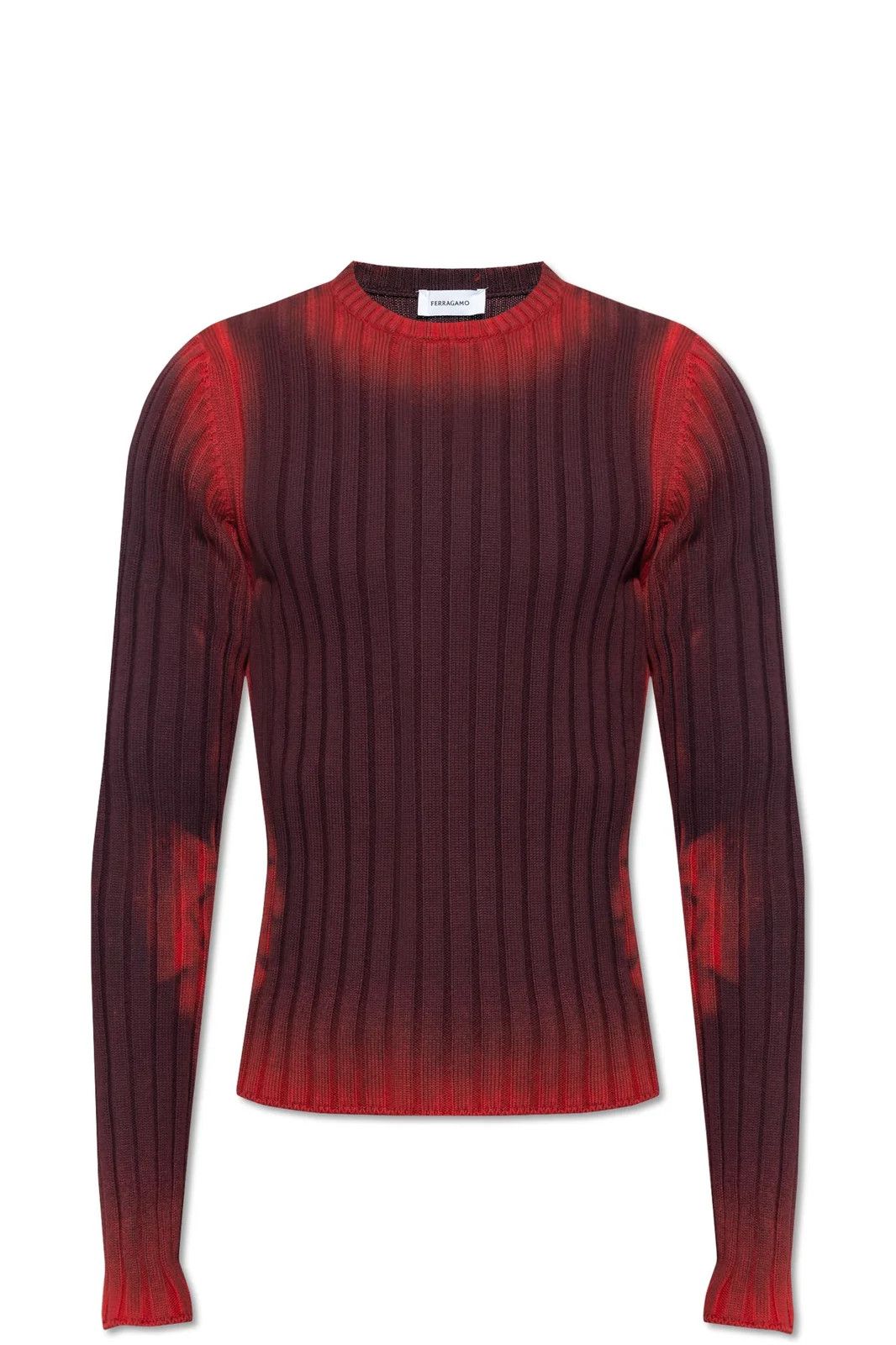 Salvatore Ferragamo o1s1rm1224 Tie-Dyed Crewneck Knitted Jumper in Bordeaux Size US M / EU 48-50 / 2 - 1 Thumbnail
