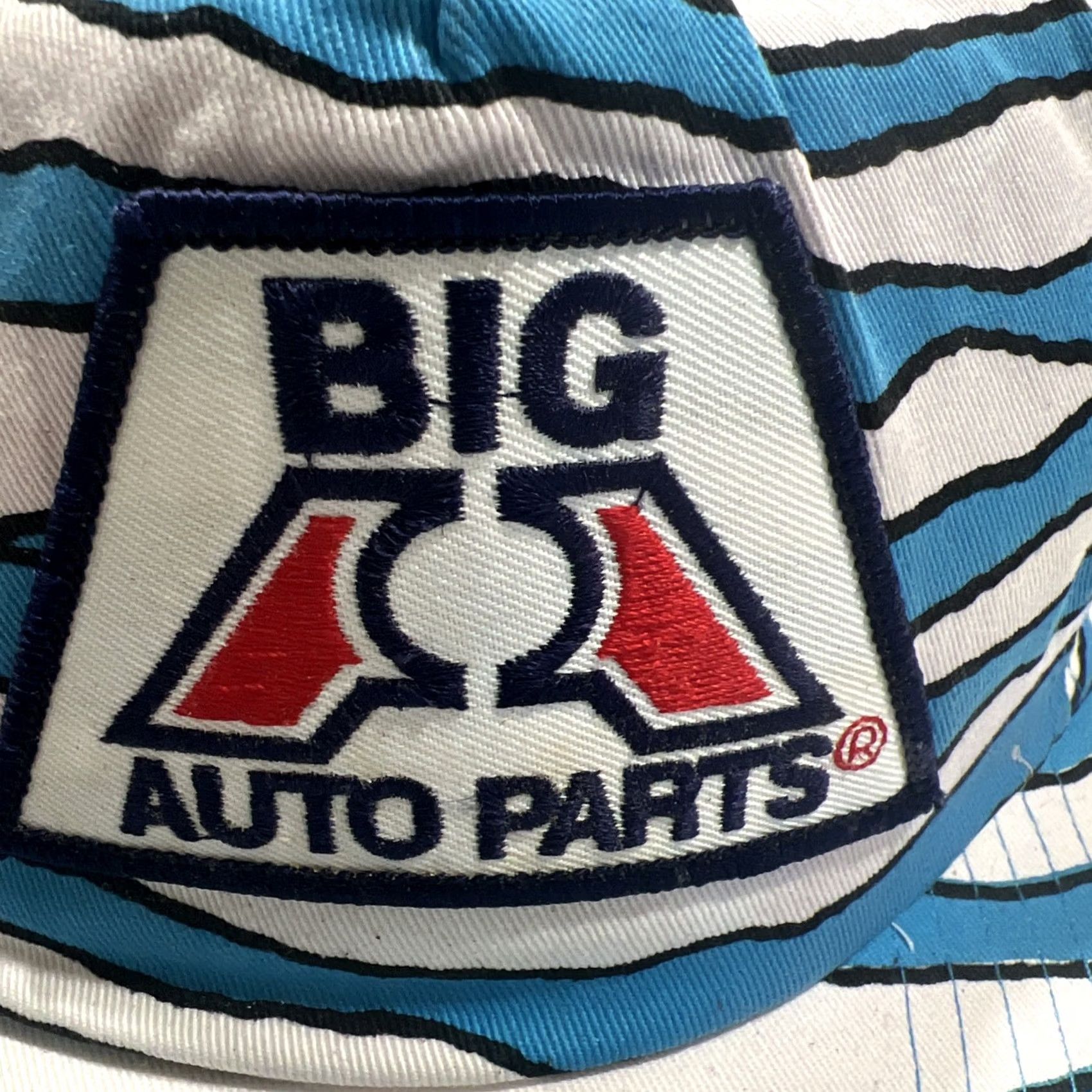 Vintage VINTAGE Big A Auto Parts Hat Cap SnapBack Zebra Stripes Trucker Patch Blue White 1990s Size ONE SIZE - 3 Thumbnail