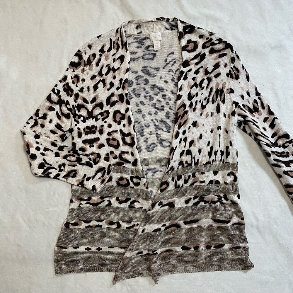 Chicos Chico's Animal Shine Viven Cardigan Size 2 US L Size L / US 10 / IT 46 - 6 Thumbnail