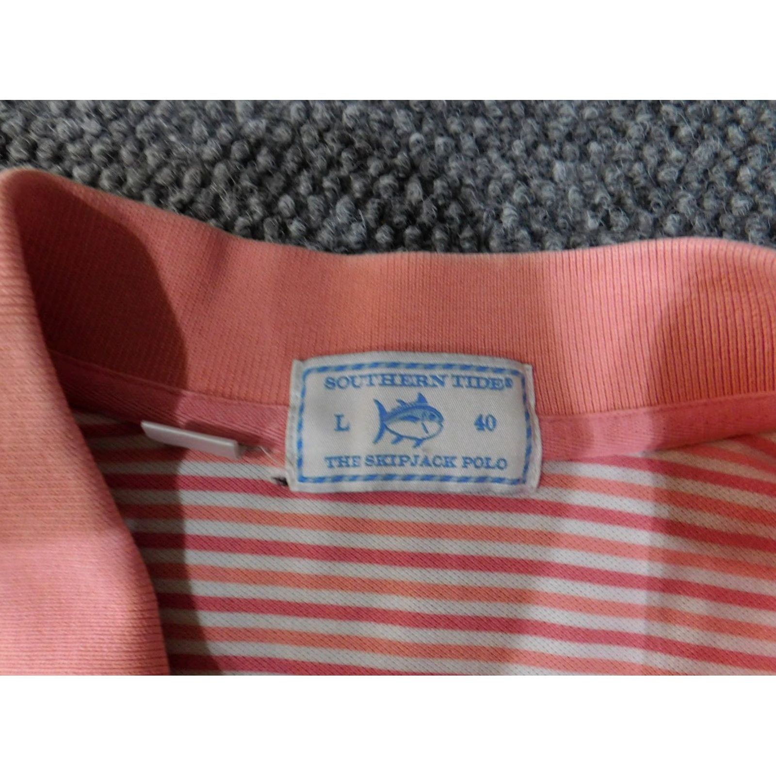 Southern Tide Southern Tide Polo Shirt Mens L Pink White Striped Cotton Casual Short Sleeve Collar Logo Golf Summer 2020s Size US L / EU 52-54 / 3 - 6 Thumbnail