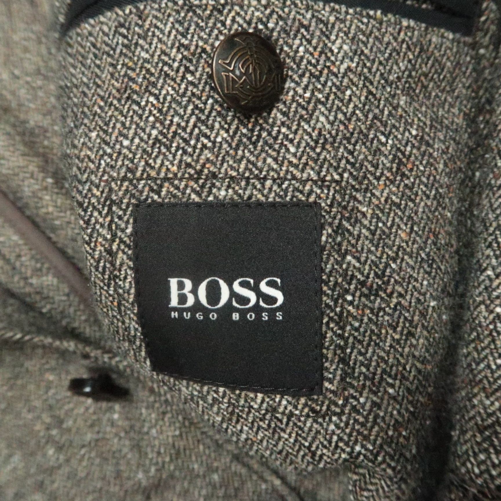 Hugo Boss Hugo Boss Blazer Mens 42R Brown Wool Silk Herringbone Sport Coat Jacket Mens Regular Three-Button Notch Lapel Single-Breasted 2 Piece Vintage: No Size 42R - 3 Thumbnail