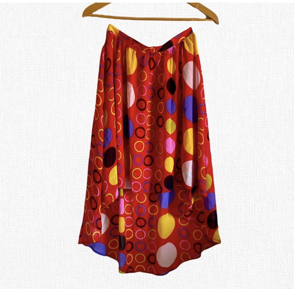 Other RED MULTI COLOR POLKA DOT HIGH LOW KNEE LENGTH SKIRT SZ S Size 26" / US 2 / IT 38 - 3 Thumbnail