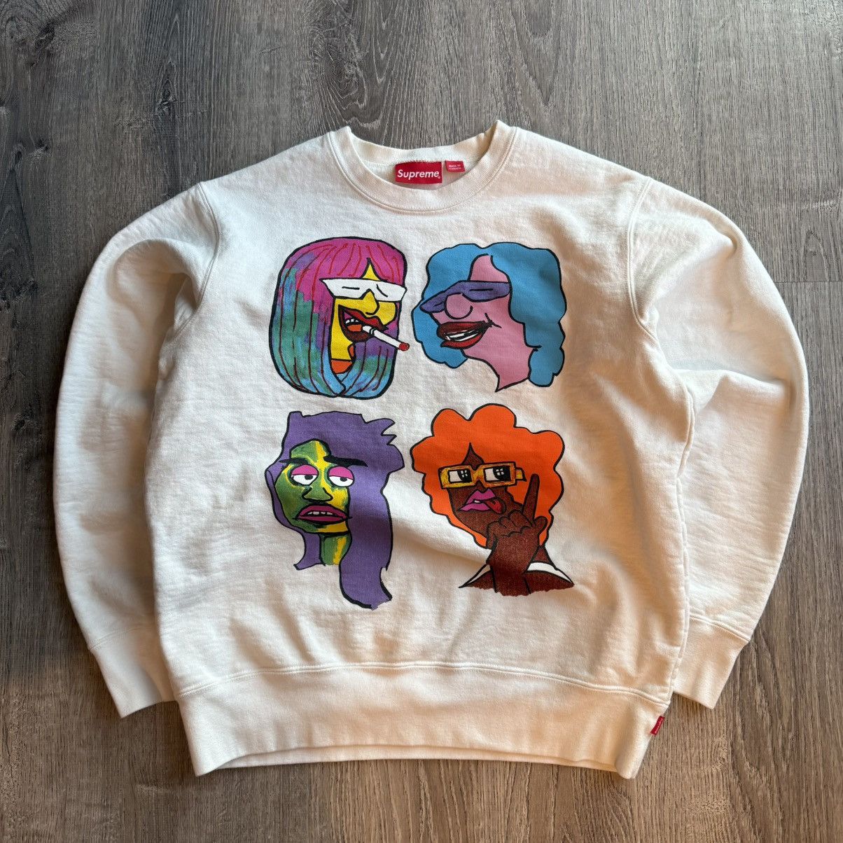 White Supreme FW '17 Gonz Heads Crewneck Sweatshirt