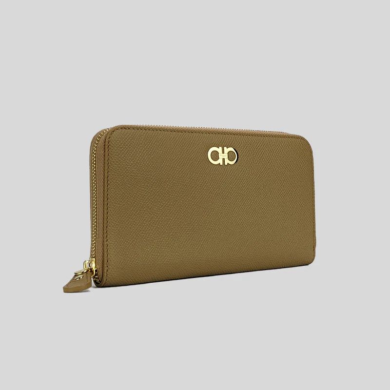 Salvatore Ferragamo o1s1rm0924 Size: OS / Calf Zip Around Wallet in Camel Size ONE SIZE - 2 Thumbnail