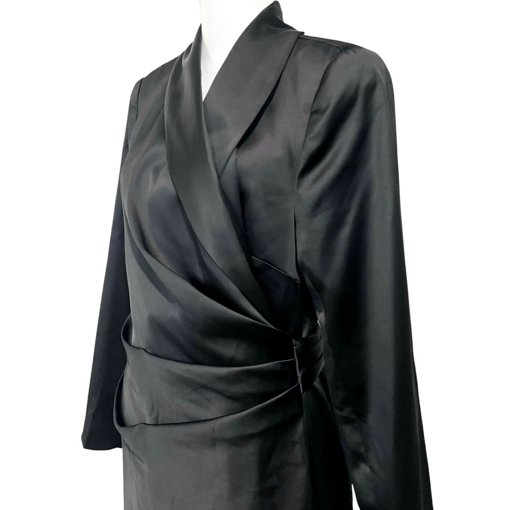 Vintage Eloquii Black Satin Wrap Dress Size 14 Wrap Dress Party/Cocktail Formal Evening Womens 14 Satin Black Eloquii Wrap Dress Size XL / US 12-14 / IT 48-50 - 4 Thumbnail