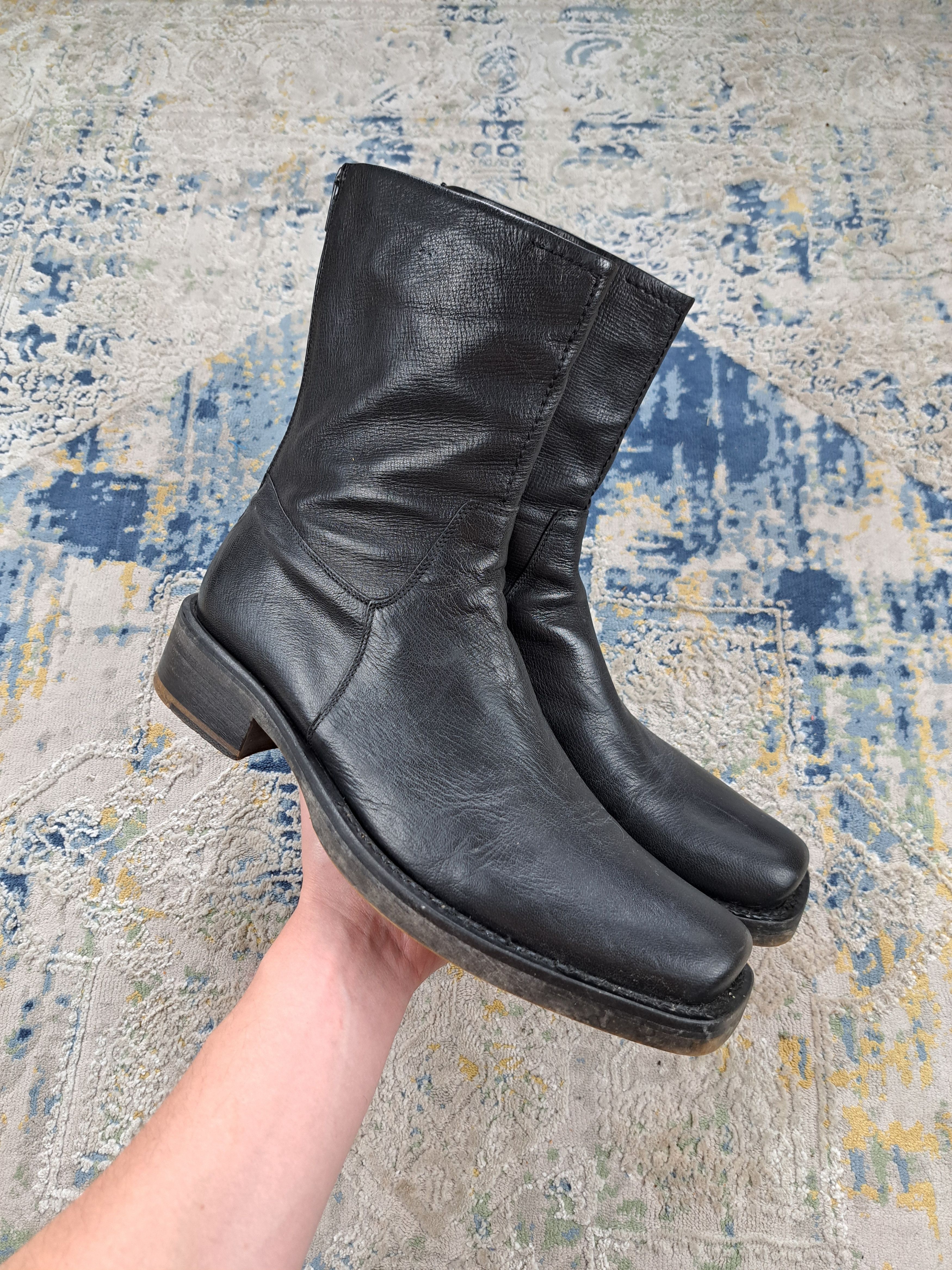 Black Leather Archive Back Zip High Boots Like Guidi/CCP/OL
