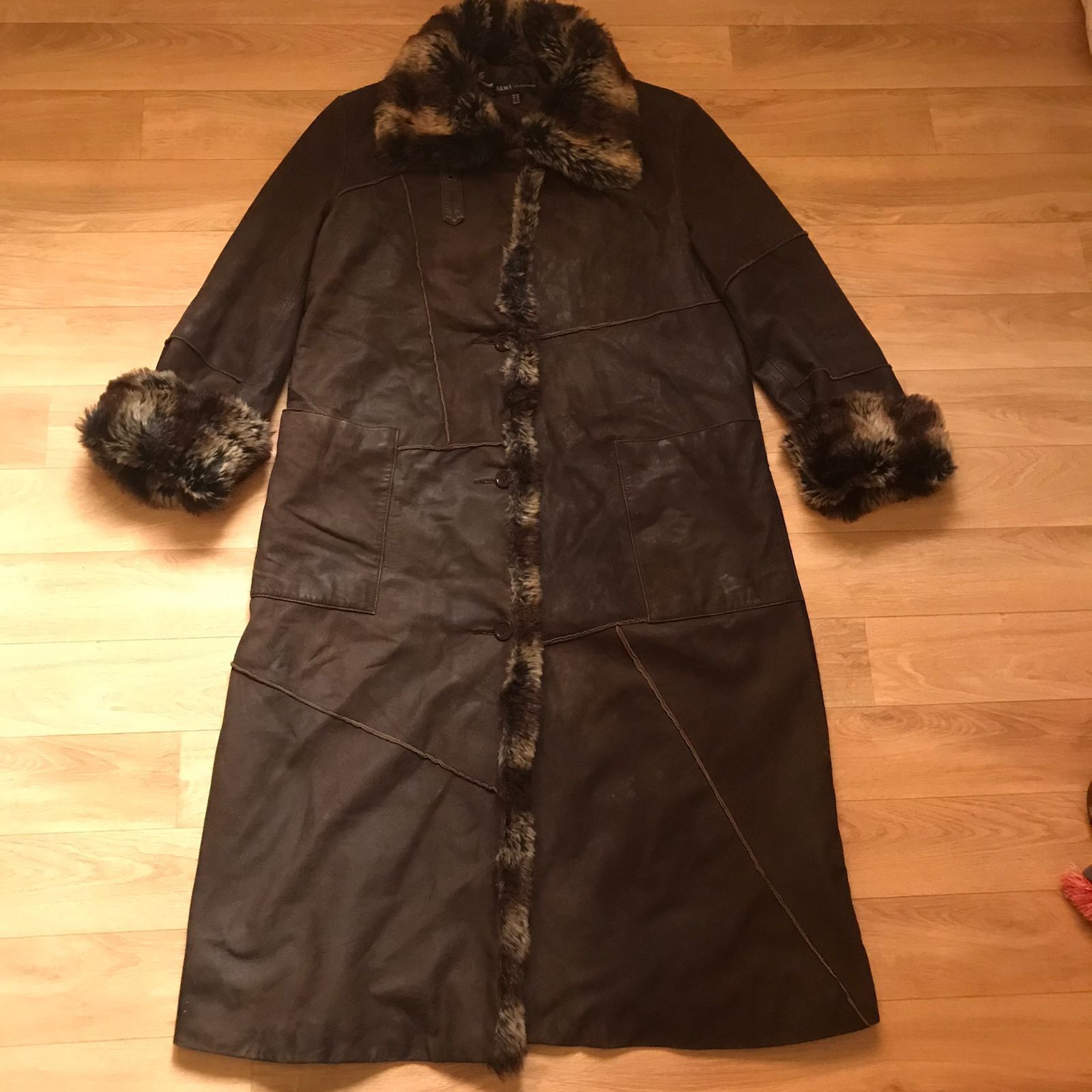ARMA VINTAGE Afghan Coat LEATHER Faux Fur Shaggy Penny Lane ARMA Size L / US 10 / IT 46 - 3 Thumbnail