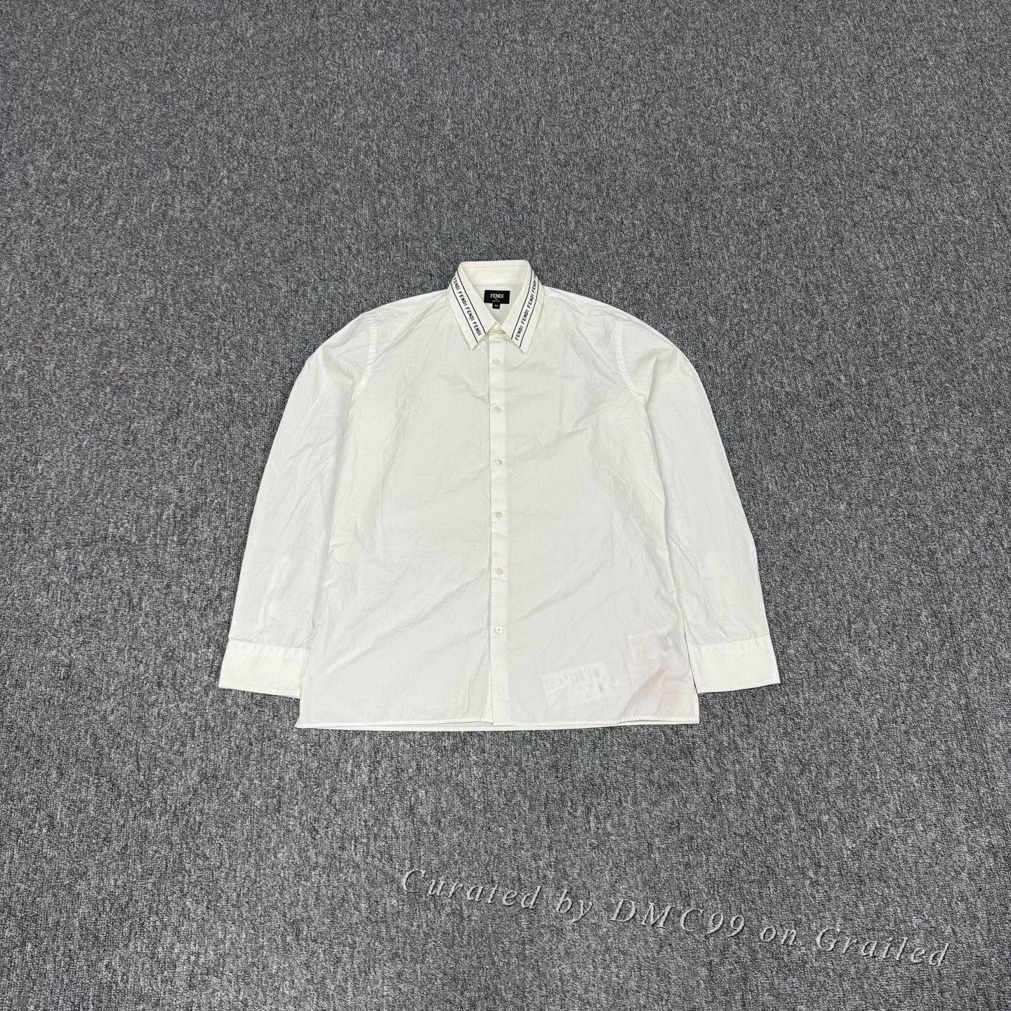 Fendi Fendi White Logo Embroidery Collar Long-Sleeve Shirt Size 40 Size US XXS / EU 40 - 1 Thumbnail