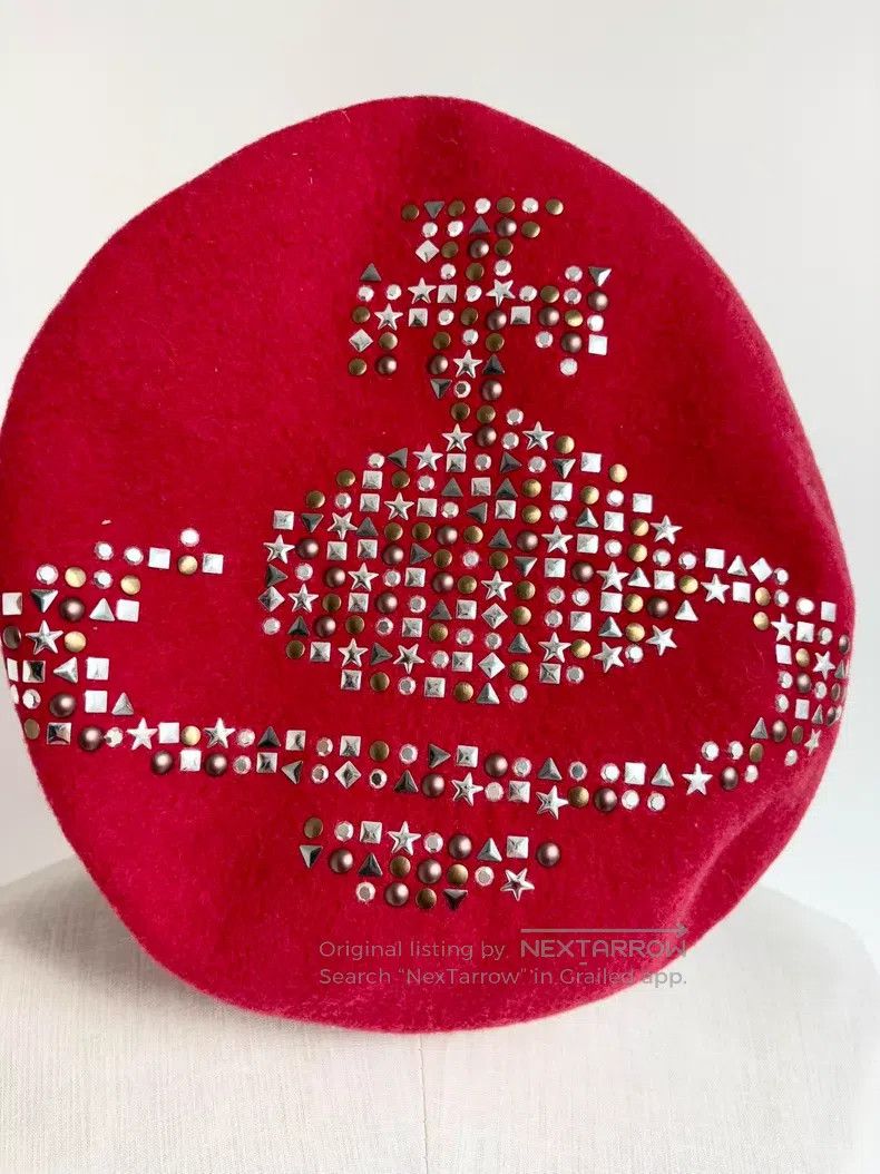 Vivienne Westwood Vivienne Westwood Red Studs Big Saturn Beret Size ONE SIZE - 2 Thumbnail