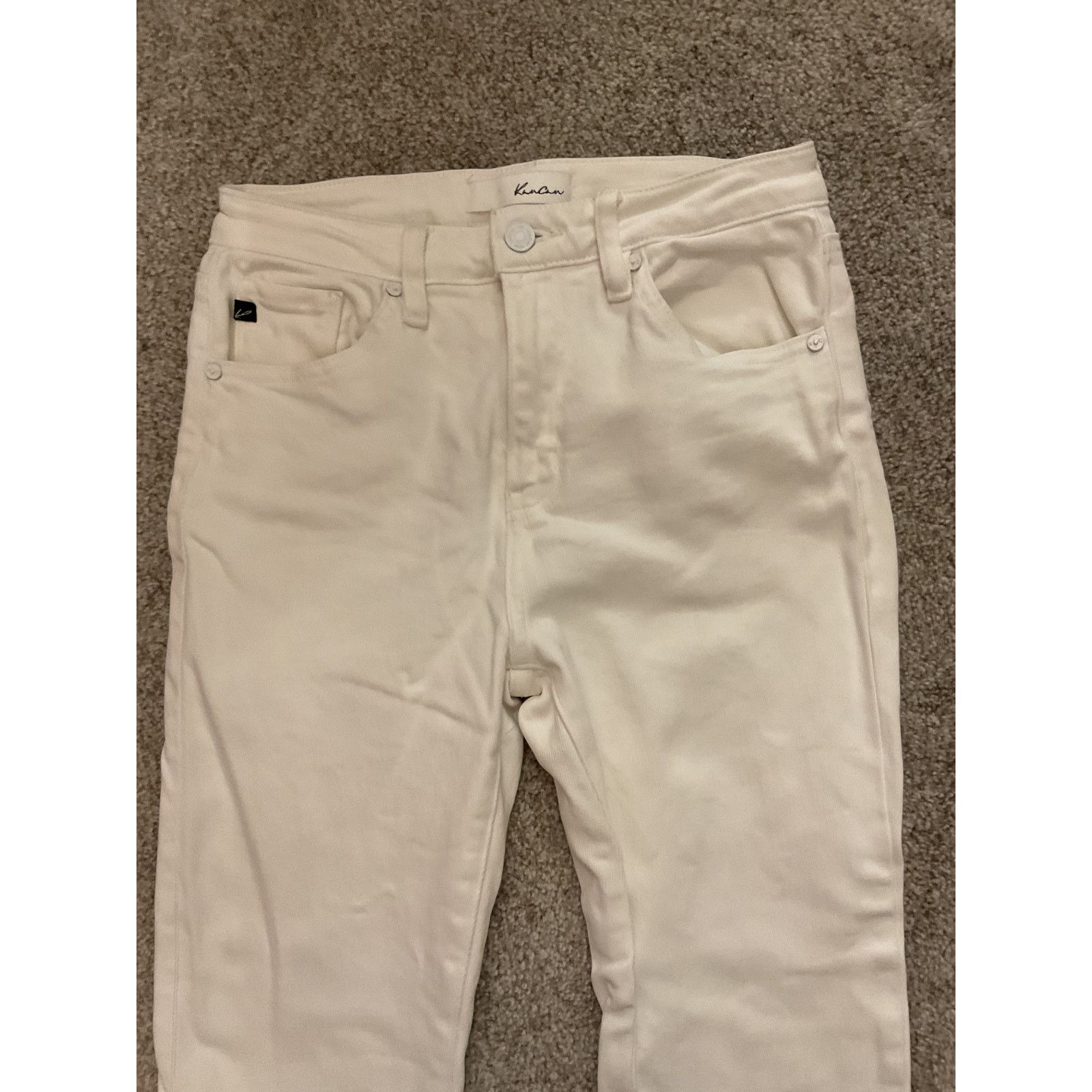 Kancan USA Kancan Straight Leg High Rise White Denim Jeans, 27 Size 27" / US 4 / IT 40 - 4 Thumbnail