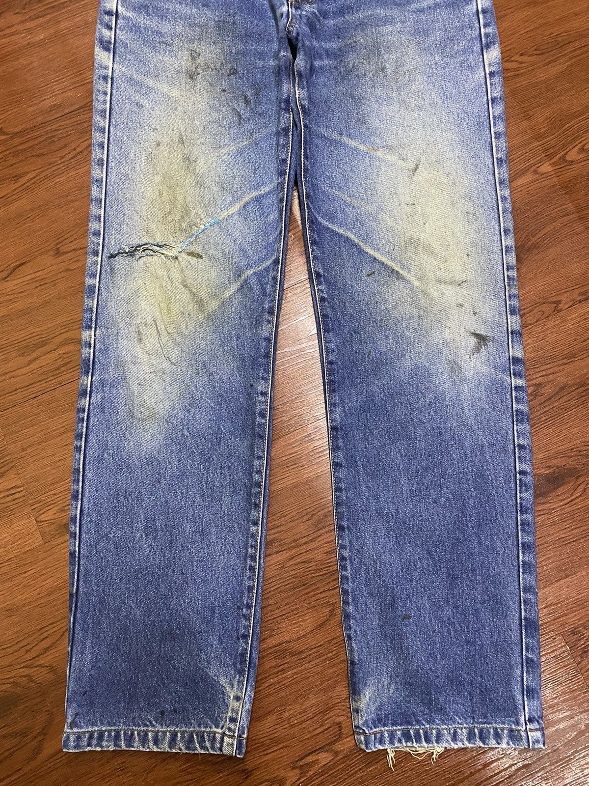 Warehouse Vintage Unique Clothing Blue Wash Distressed Loose Jeans Size US 32 / EU 48 - 5 Thumbnail