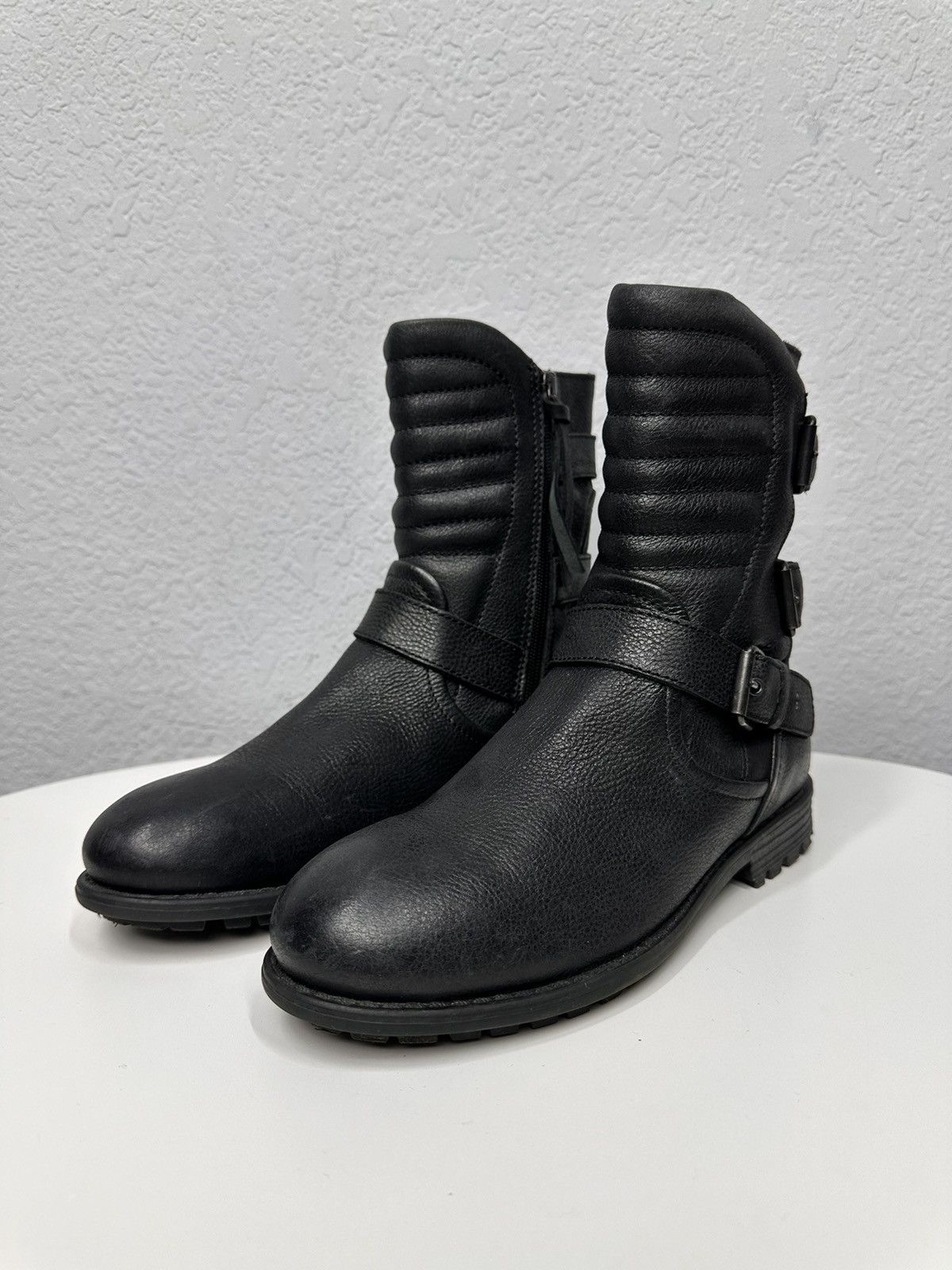 Vintage Leather Hight Boots Racing Daytona Style Guidi Y2K