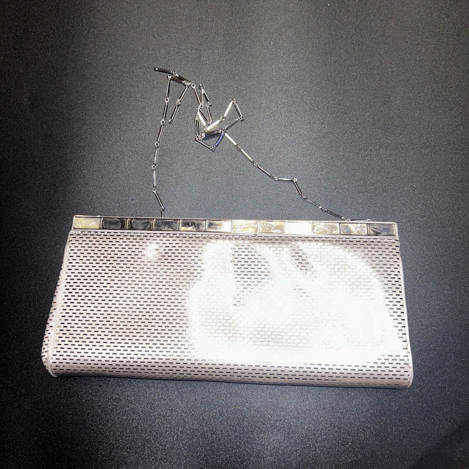St John Flawed St. John Silver Paillette Sparkle Clutch Purse, Women's