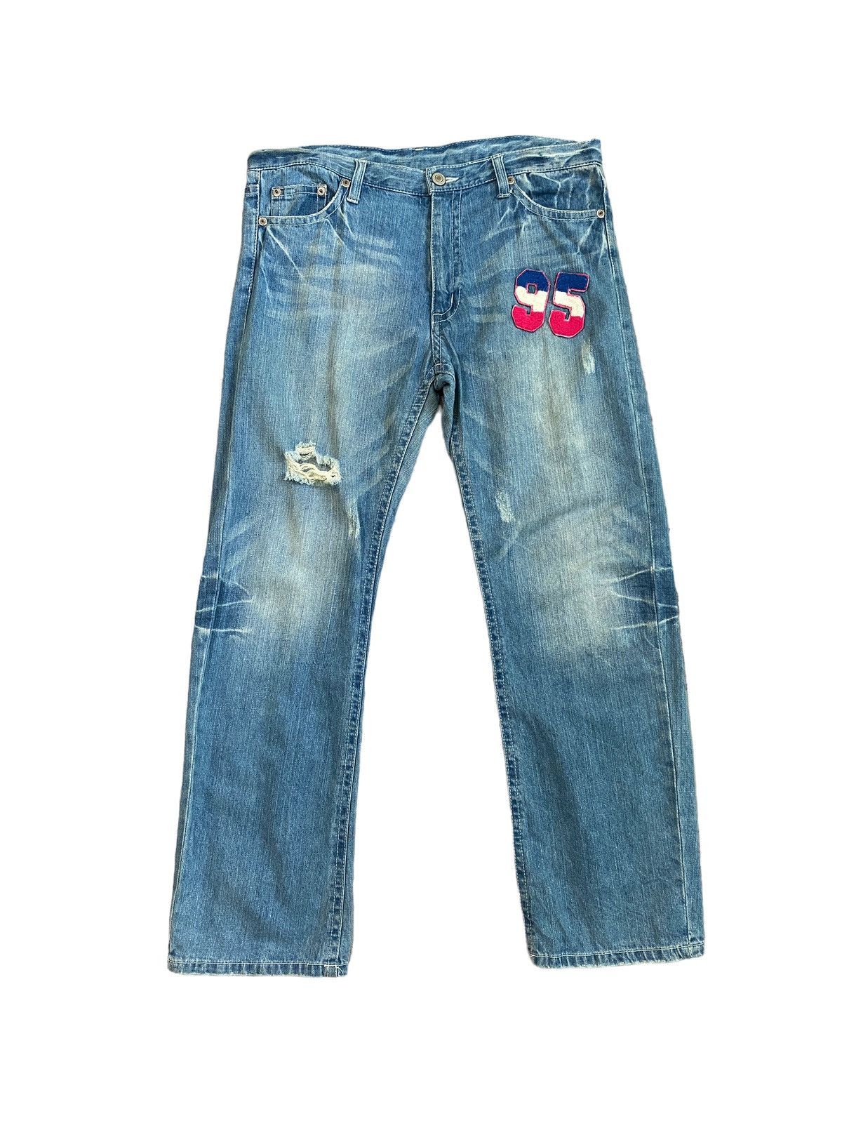 🔥 Rare Co & Lu Printed Logo 95 Patches Acid Wash Denim