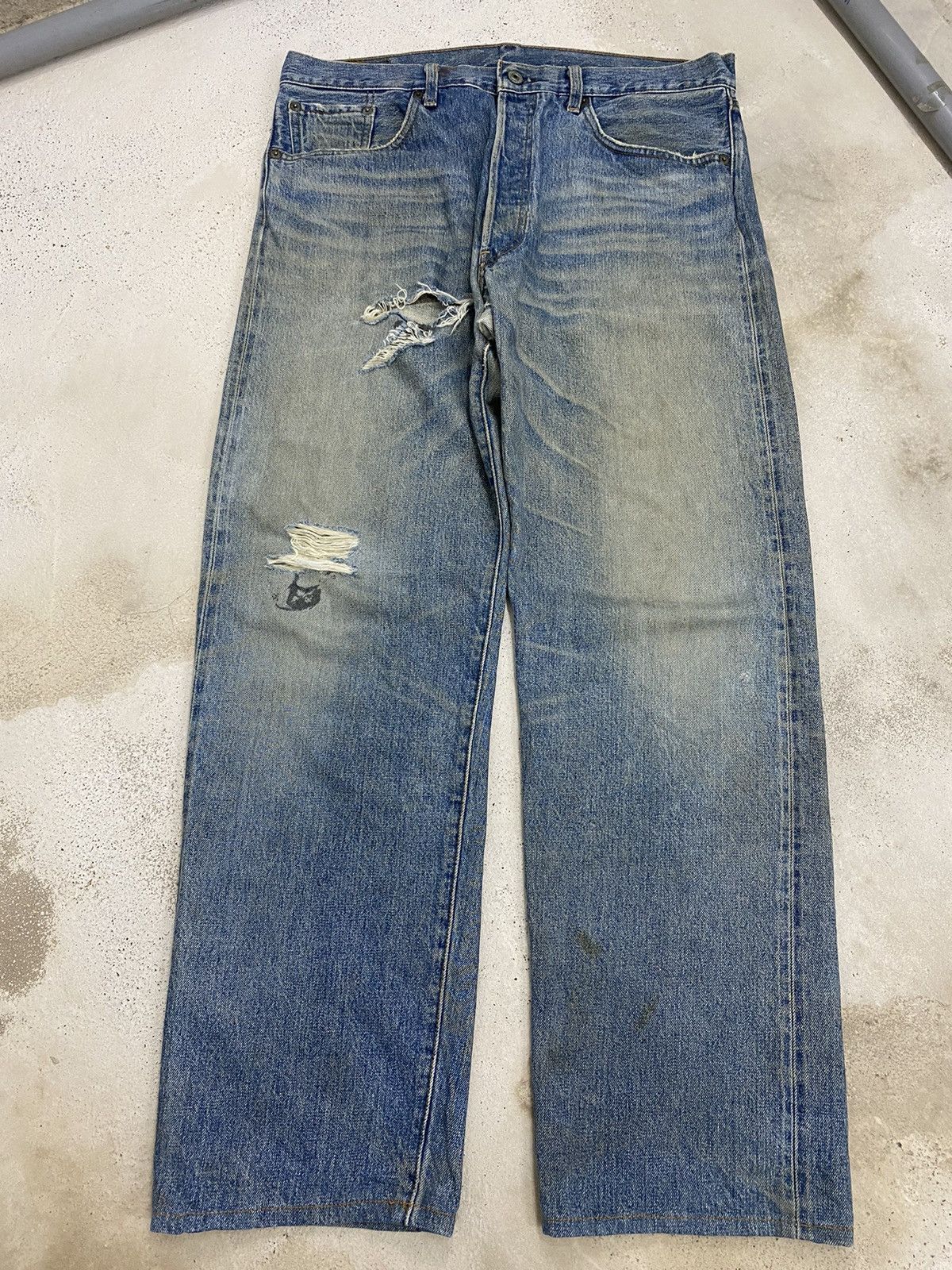 Levi's Vintage 90s Levis 501 Japan Selvedge Button Fly J09 Distress Size US 34 / EU 50 - 4 Thumbnail