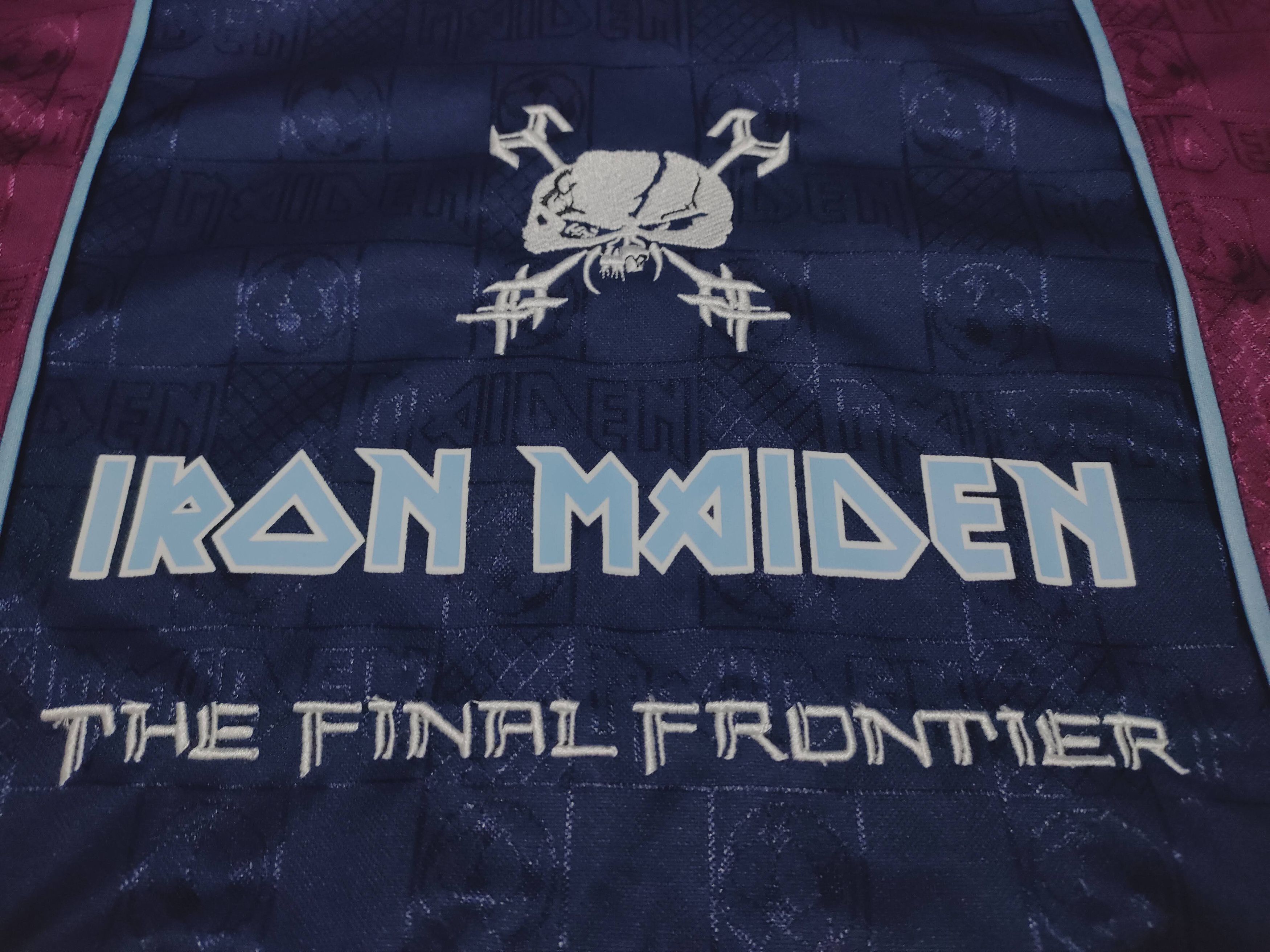 Band Tees × Iron Maiden × Vintage Vintage Iron Maiden Football Retro Final Frontier Jersey Tee Size US L / EU 52-54 / 3 - 4 Thumbnail