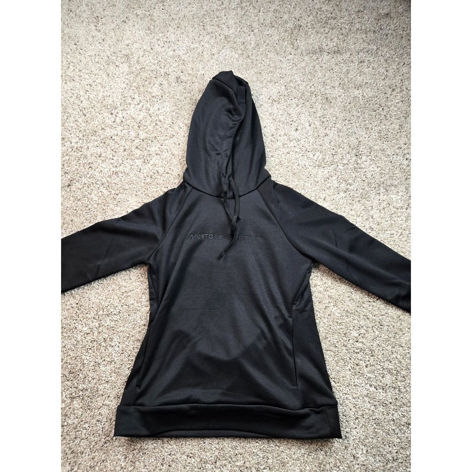 Musto MUSTO Evolution Tech Hoodie Womens 4 Black NWT Pulse Raglan Sleeve Logo Pocket Crew Neck Pullover Sweatshirt All Seasons Lightweight Activewear Fall Size S / US 4 / IT 40 - 3 Thumbnail