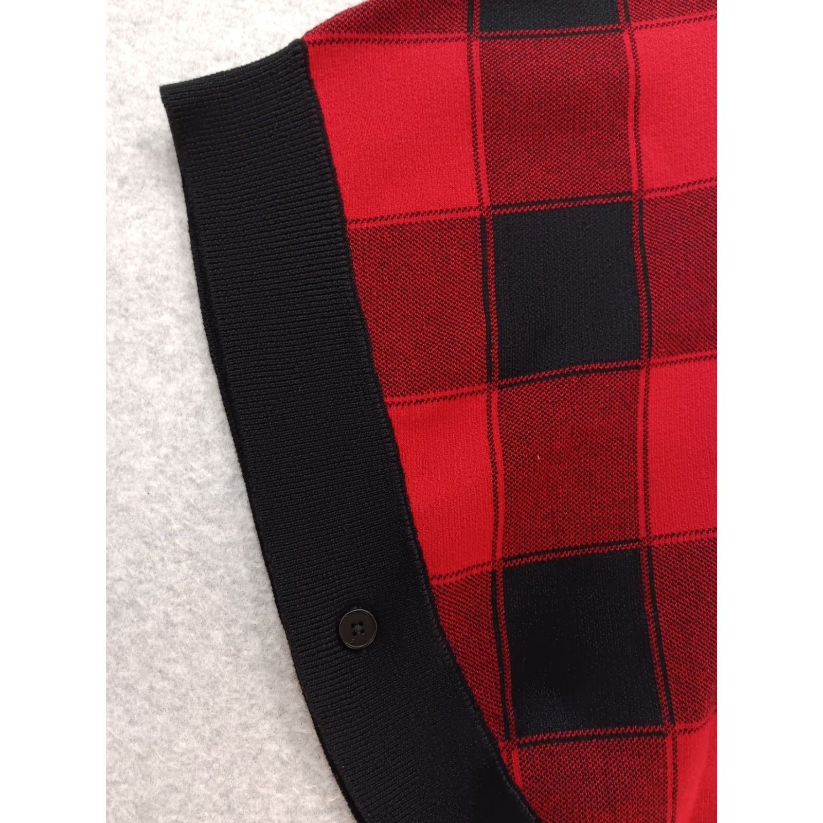 Talbots Talbots Poncho Women M Buffalo Plaid Red Black 100% Cotton Knit Mid-Length Cape Button Accents Christmas Holiday Elegant Size M / US 6-8 / IT 42-44 - 5 Thumbnail