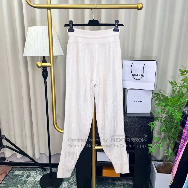 Hermes Hermes White All-Over Printed Knit Trousers Size 42" / US 20 - 6 Thumbnail