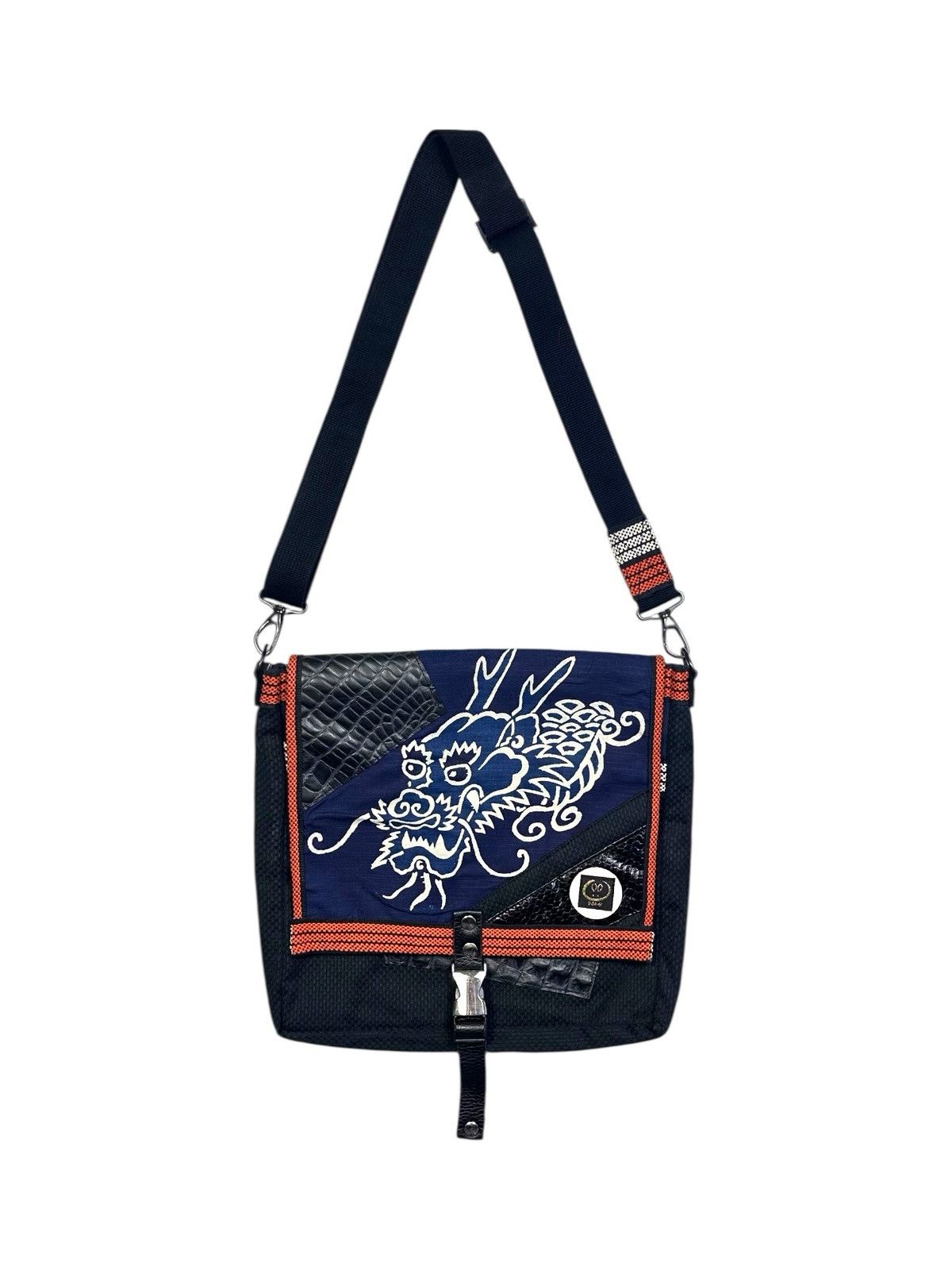 2010s USAGI INDIGO DRAGON MULTI MATERIALS CROSS BODY BAG