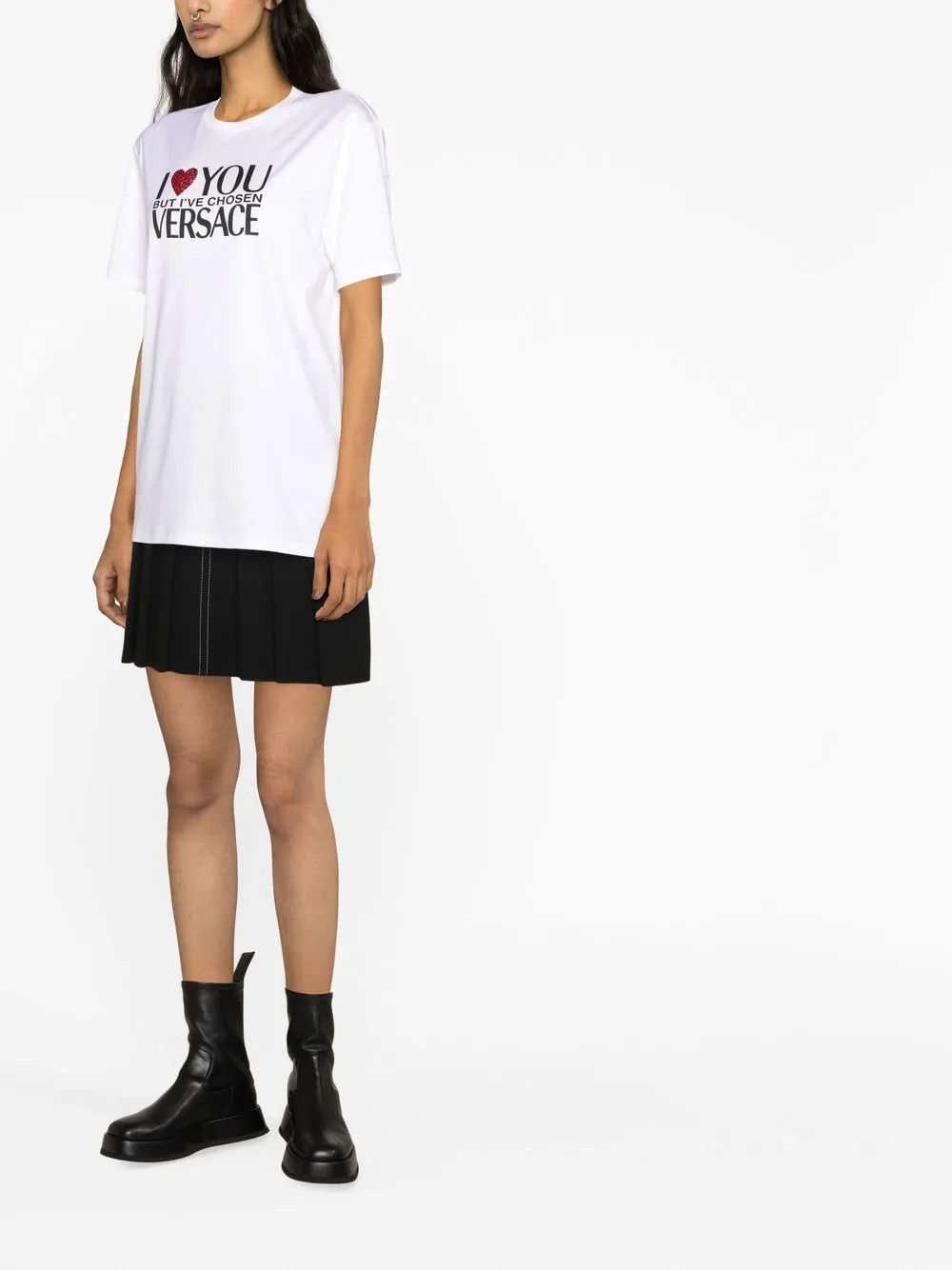Versace o1y0226 Logo Crewneck T-Shirt in White Size XS / US 0-2 / IT 36-38 - 4 Thumbnail