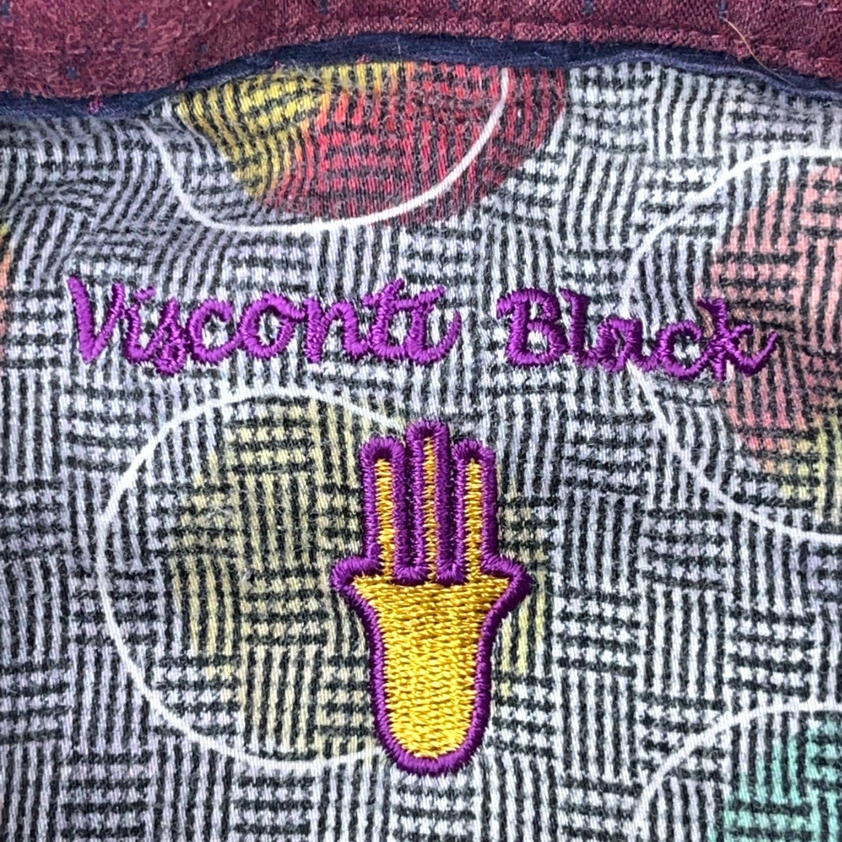 Vintage Visconti Black Shirt Men Medium Gray Purple Button Up Spotted Geometric Disco Size US M / EU 48-50 / 2 - 3 Thumbnail