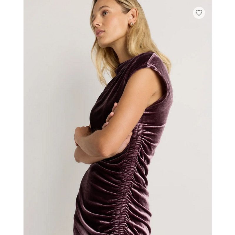 Quince Quince Stretch Silk Velvet Ruched Dress Size 16 NWT Size XXL / US 16-18 / IT 52-54 - 4 Thumbnail