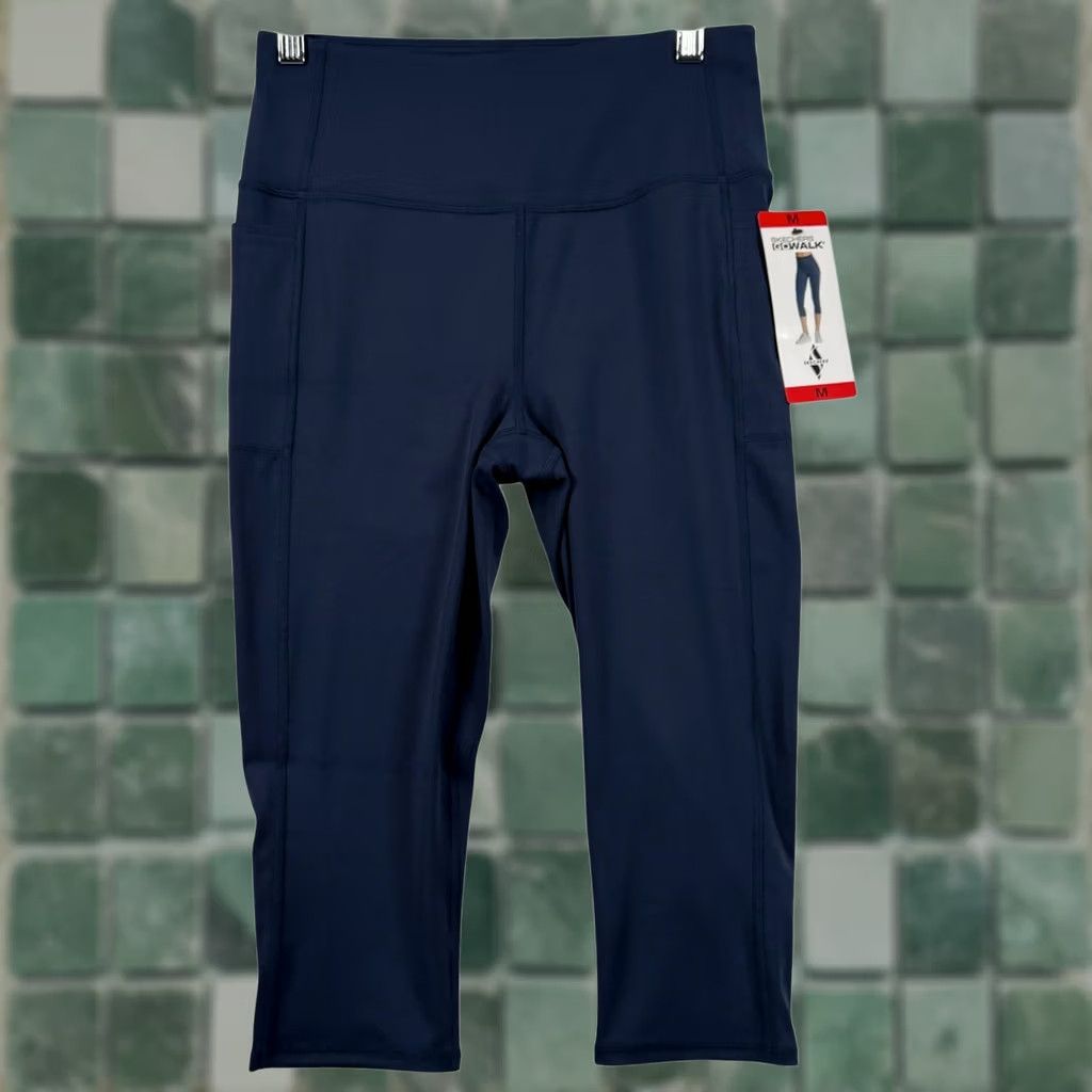 SKECHERS Skechers Womens Capri Leggings Navy Blue High Waist Pockets GoWalk Capris M Adult Womens Regular Inseam 15.5 in Size 32" / US 10 / IT 46 - 1 Thumbnail