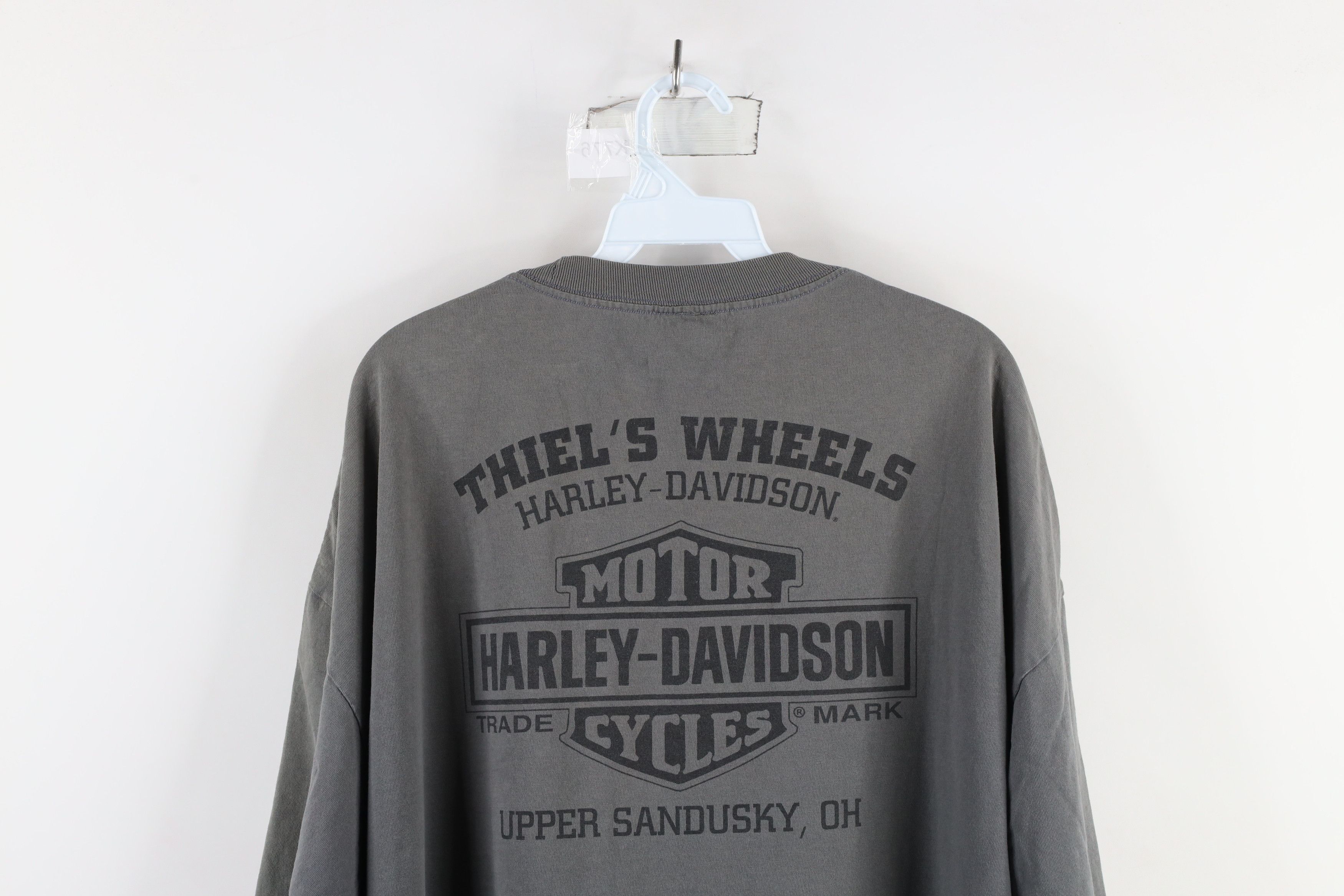 Harley Davidson × Vintage Vintage Harley Davidson Spell Out Big Logo Eagle T-Shirt Size US XXL / EU 58 / 5 - 13 Thumbnail
