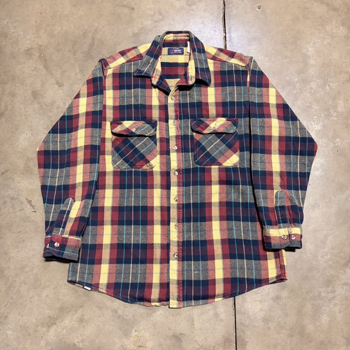 Vintage Five Brother Plaid Flannel Shirt Button Up Workwear